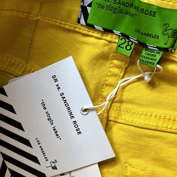 SANDRINE ROSE X FREE PEOPLE YELLOW STARIGHT LEG JEANS 28 new with tags women’s - Picture 4 of 6